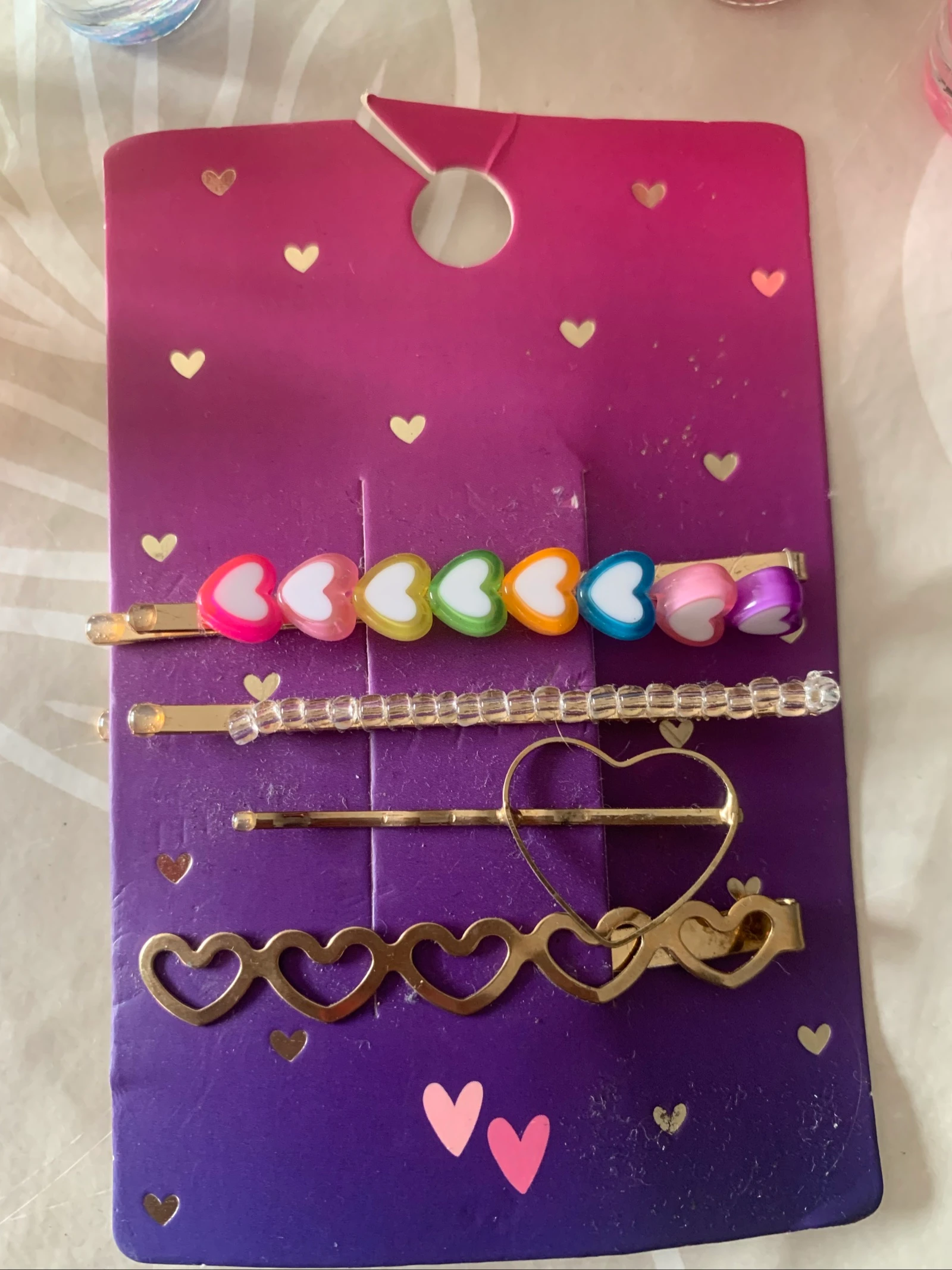 New lot – 6 glitter nail polishes + 4 decorative hair clips – photo 2